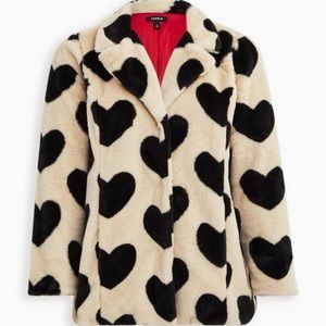 Torrid faux fur coat hearts